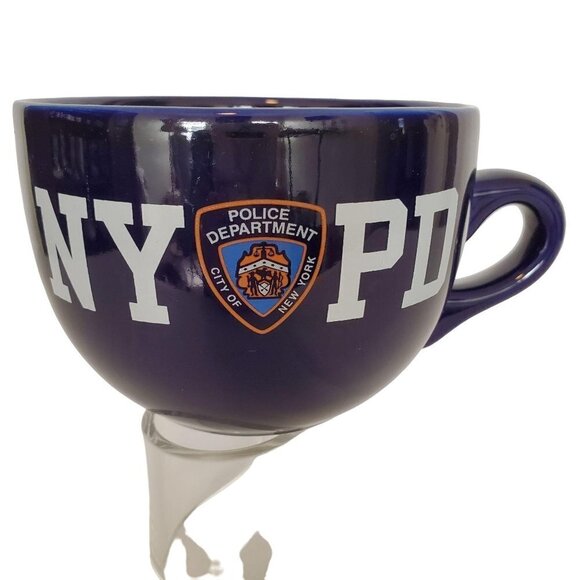 NYPD Coffee Mug Cobalt Blue Large Cup 24 oz Capacity Ceramic Wide Mouth - Picture 1 of 4